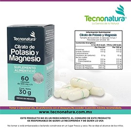 CITRATO DE POTASIO Y MAGNESIO c/60 capsulas TECNONATURA