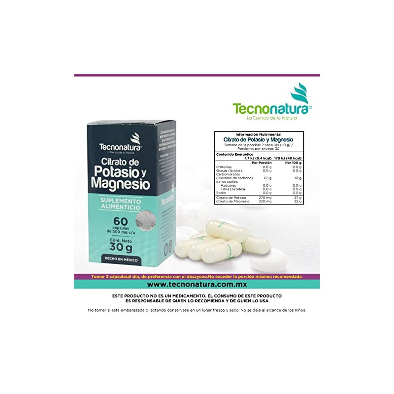CITRATO DE POTASIO Y MAGNESIO c/60 capsulas TECNONATURA