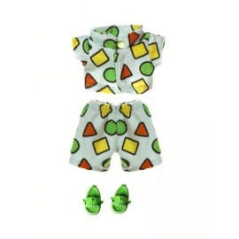 Yimanda LA Crayon Shin-chan Pajama Set with Shark Slippers for La Dolls - Cartoon Cosplay Outfit, (Perfect for Display & Photography) Suitable for 15cm 17cm La Doll， Age Limit 15+(No Dolls)