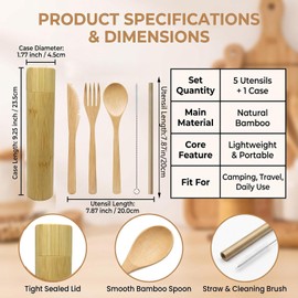 Bamboo Travel Cutlery Set with Storage Tube