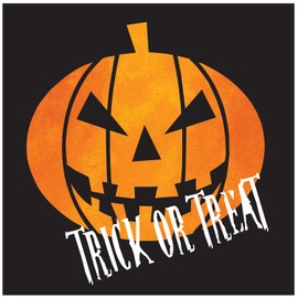 Creative Converting Creepy Night Beverage Napkins, Orange/Black