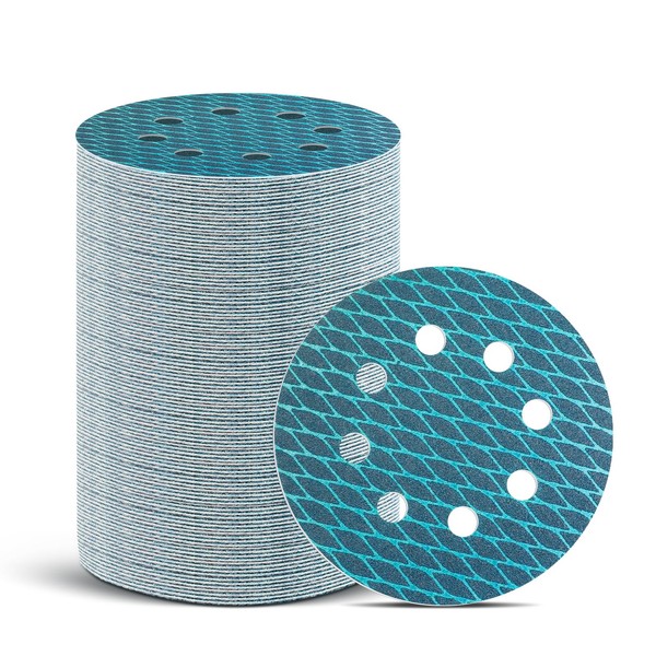 Romon Sandpaper 125 mm Velcro, Pack of 80 Sanding Discs