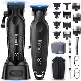 KEMEI 2293 2290D Cordless Hair Clippers for Men Professional,Hair Trimmer,Mens Barber Clippers and Trimmers Set,Electric Hair Cutting Kit,Clipper for Barbers,Rechargeable Haircut Tools,Black