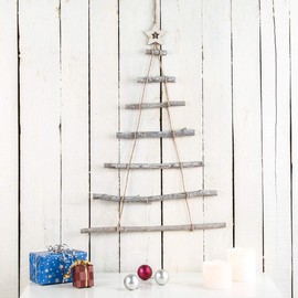 Britesta Decorative ladder: Decorative Wooden Ladder in Christmas Tree Shape for Hanging, 48 x 78 cm (Decorative Wooden Ladder Christmas Tree)