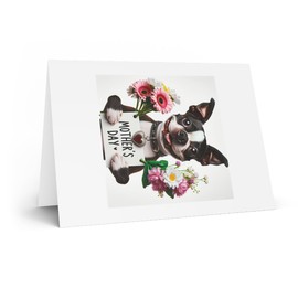 DistinctInk Greeting Card/Note Card - Boston Terrier Mother's Day - PACK of 3