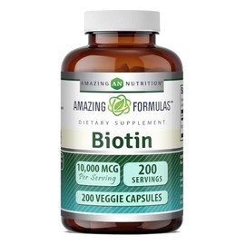 Amazing Formulas Biotin (Vitamin B7) 10 Mg Supplement | 200 Veggie Capsules | Non-GMO | Gluten-Free | Made in USA | Suitable for Vegetarians