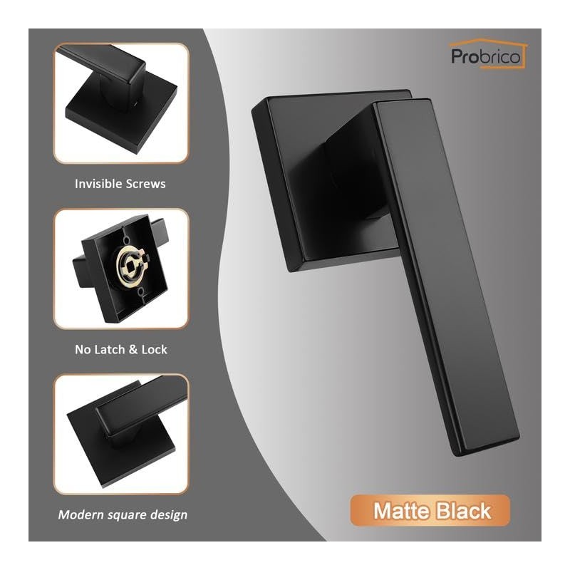 Probrico 10 Pack Dummy Door Levers Black Door Handles for