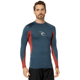 RIP CURL Waves Mens Long Sleeve Rash Vest - Navy Marle