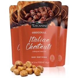 Tuscanini Premium Italian Chestnuts, 3.5oz (3 Pack) | Roasted, Peeled & Ready to Eat | Great Source of Fiber & Antioxidants | Product of Italy | Certified Kosher