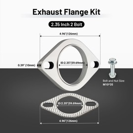 EVIL ENERGY 2.35 Inch 2 Bolt Exhaust Flange Connection Kit, Stainless Steel Exhaust Flange and Gasket Set with Bolts and Nuts, Exhaust Flanges with Flange Edge for Easier Welding, 2 PCS