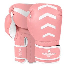 Exxact Sports Knockout Youth Boxing Gloves for Kids (3-15 Years) with Padded Protection and Wrist Support, Durable Engineered Leather Kids Boxing Gloves for Sparring (BabyPink/White, 8 OZ)