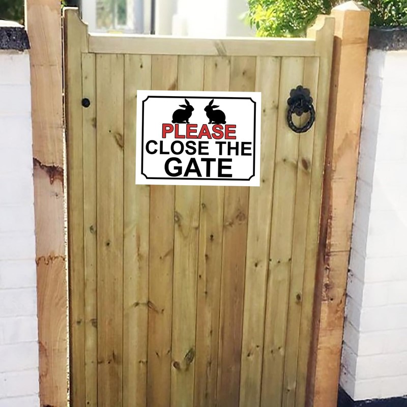 Shawprint PLEASE CLOSE THE GATE METAL SIGN RABBIT THEME 200MM