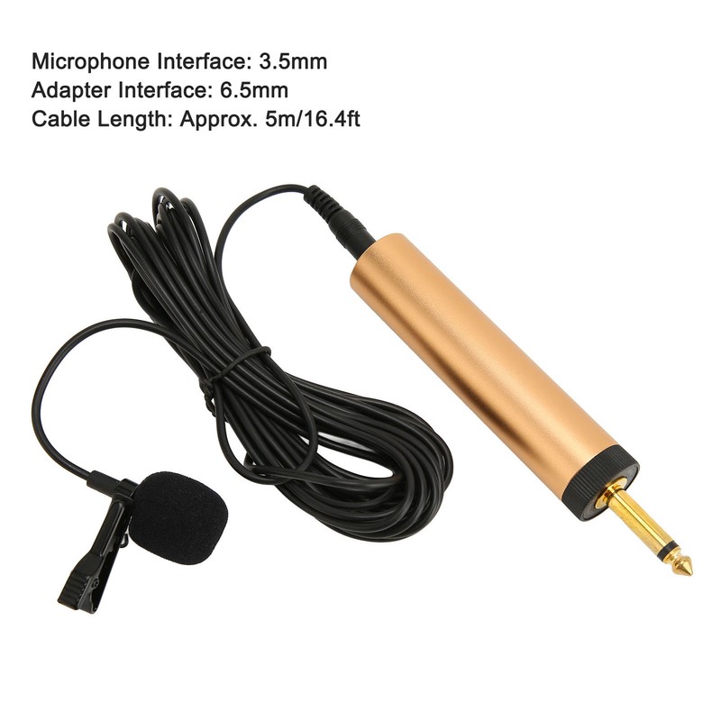 3.5mm Wired Lavalier Microphone 16.4ft Cable Portable Omnidirectional Condenser Clip