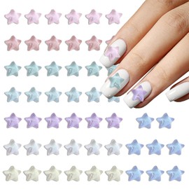 WOKOTO 50PCS Cute Resin Star Nail Charms for Nails Art Resin Decorations Mix-Color Colorful Ombre Nail Star Charms for Women Nail Art Rhinestones Gems for Nails Art Jewelry Manicure Accessory