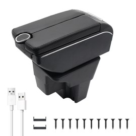 Car Armrest Box for KIA Rio 2018-2023 Automotive Accessories 7USB Ports Carbon Fiber Leather Armrest Organizer Storage Box Center Console with Cup Holder