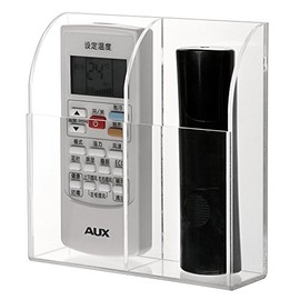 Hipiwe Wall Mount Remote Control Holder Clear Acrylic Media Organizer Storage Box Coffee Table and Nightstand Convenient Remote Control Caddy (Two Compartments,)