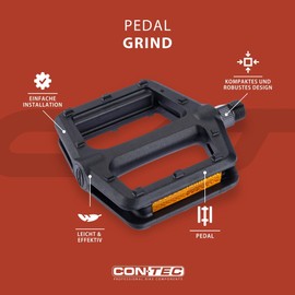 CONTEC Bicycle Pedals Grind 9/16" Thread Platform Pedals Nylon Heavy Duty Boron Steel Axle Integrated Reflectors Suitable for Mountain Bike Pair
