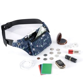 HAWEE Sports Bum Bag Unisex Lightweight Belt Bag Waist Bag Multicoloured with Adjustable Belt and Headphone Jack for Women Men Outdoor Travel Hiking Jogging Cycling Running, Twilight Forest
