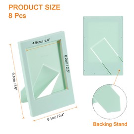 sourcing map 8 Pcs Mini Picture Frames 2.4 x 3.6 Inch Rectangle Small Picture Photo Frame Holder for Tabletop Display Photos Paintings Landscape Posters Artwork, Light Green