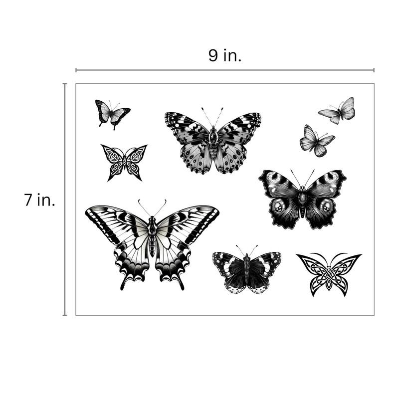 One Grace Small Butterfly Temporary Tattoos - Realistic Black and