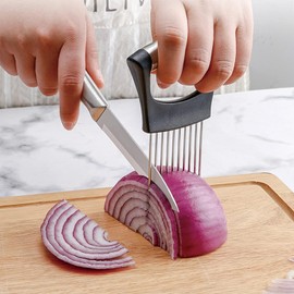 Stainless Steel Onion Holder Tomato Slicer Lemon Cutter Meat Tenderizer Needle Easy Slicing Kiwi Fruits & Vegetable Tools Kitchen Cutting Aid Gadgets Tool