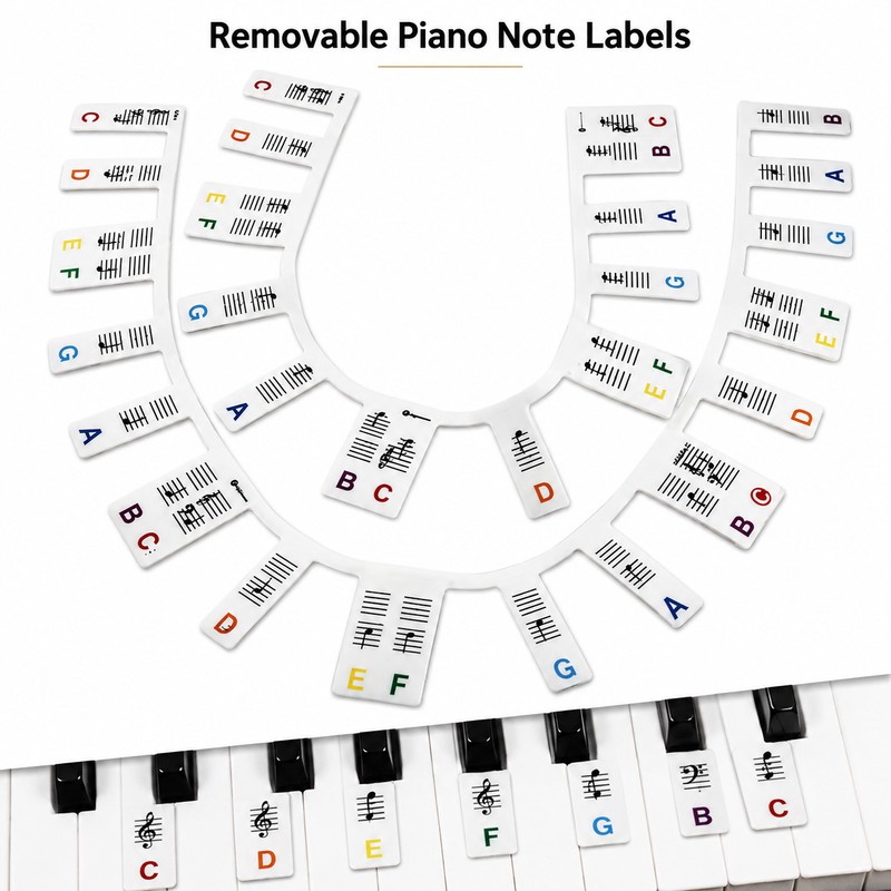 Silicone Piano Keyboard Note Labels for Beginners – Reusable Removable