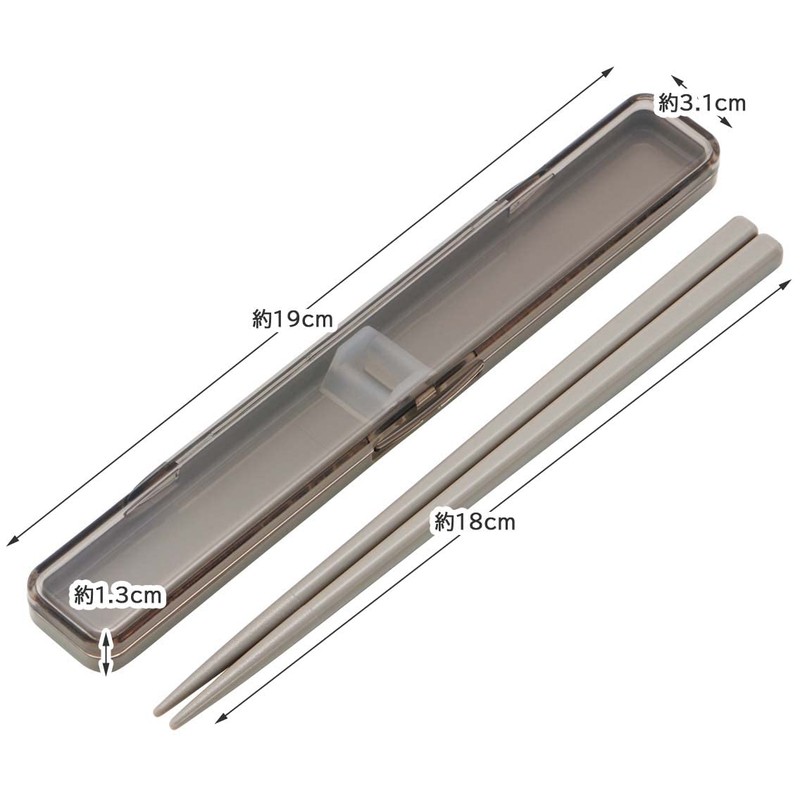 Skater ABC3AG-A Mauve Gray Chopsticks and Case Set, 7.1 inches
