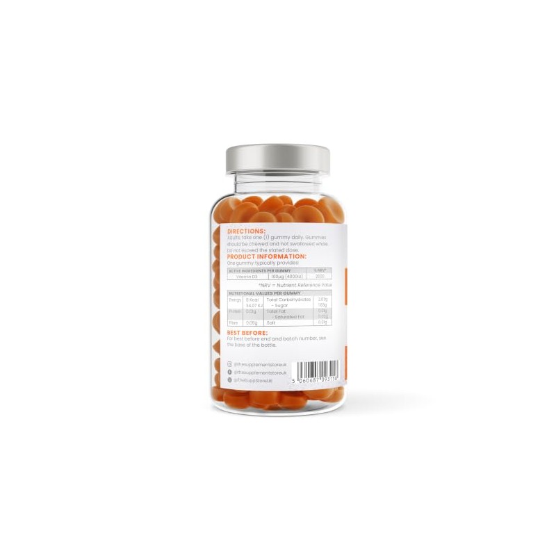 Vitamin D3 4000iu Gummies (60 Gummies, Orange)