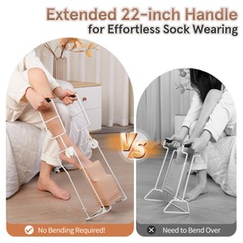 AKIMRABY Compression Sock Aid Device - Foldable Sock Aids for Putting on Compression Socks, Stocking Donner Sock Helper Tool for Seniors Fits Calf Circumference Under 16 Inches