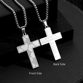 HattiDoris Soccer Cross Necklace for Men Inspirational Bible Verse Cross Pendant Stainless Steel Chain 22+2 inch Soccer Sports Jewelry Football Gift for Men Women(S-Be Strong)
