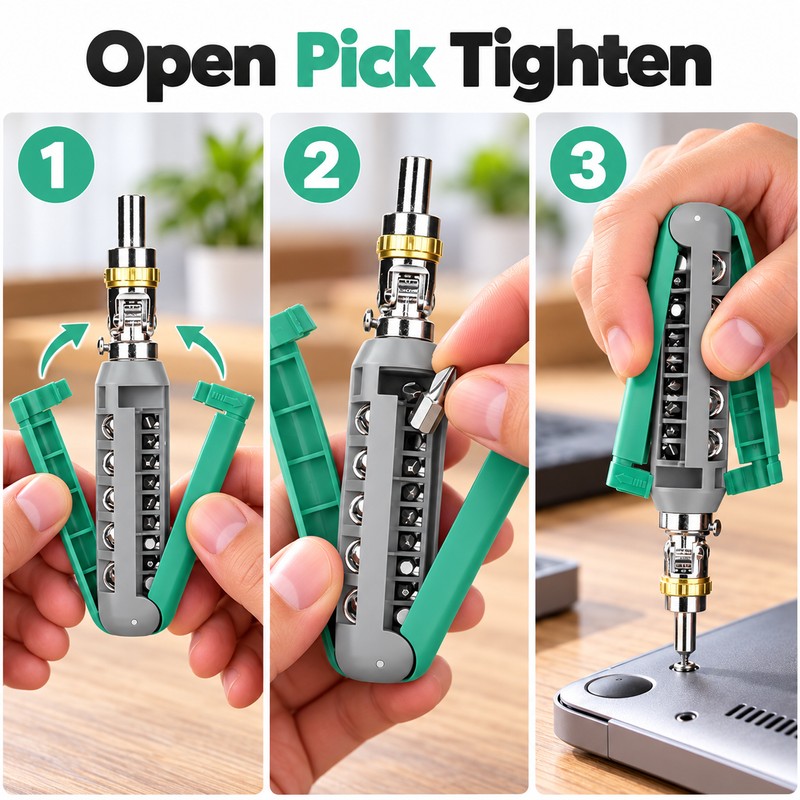 14-in-1 Multifunction Ratchet Screwdriver Kit – Multi-Angle Head and Interchangeable