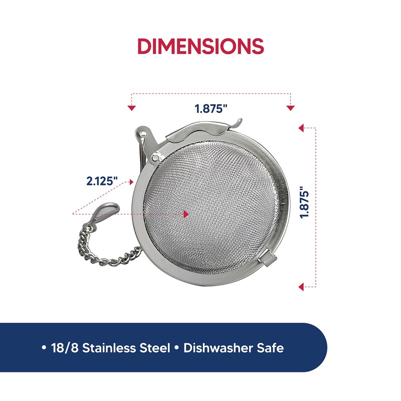 HIC Kitchen Mesh Ball Tea Infuser, 18/8 Stainless Steel Mesh,