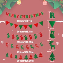 Christmas Ornaments Set of 5 Felt Christmas Garland Banners Merry Christmas Reindeer Christmas Tree Ornaments Stylish Christmas Decor Room Wall Window Entrance Decor
