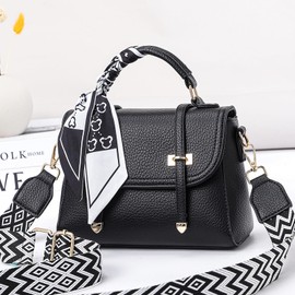 I IHAYNER Crossbody Bags for Women Soft Vegen Leather Purses Top Handle Handbags for Travel Small Designer Shoulder Bags with Wide Strap Black