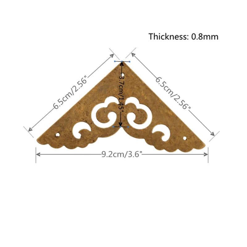 dophee 4Pcs 2.5" Brass Flat Corners Bracket, Retro Table Corner