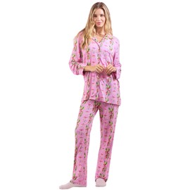 Crickle Daisy Cozy Women’s Mistletoe Print Pajamas Set - ‘Meet Me Under The Mistletoe’. Ultra-Soft Mistletoe Print Lounge, Sleepwear & Nightwear. Ladies Essential Pajamas in Size XXS