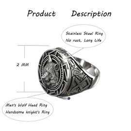 MAGIIE Jewellery 2 cm Rings for Men, Viking Men's Ring, Wedding Rings, Partner Rings, Friendship Rings, Size 60 to 70, Stainless Steel, No Gemstone