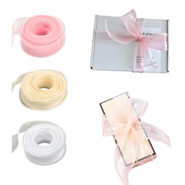 30 Yards Fishtail Organza Ribbon, 1.57 in Wide Fabric Sheer Ribbon, 3 Color Fishtail Yarn Ribbons, for Flowers Bouquet Packaging Present Wrapping Wedding Decoration ﻿