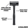 Halder 3379.060 Blackcraft 3 lb. Dead Blow Hammer, Polyurethane Cover,
