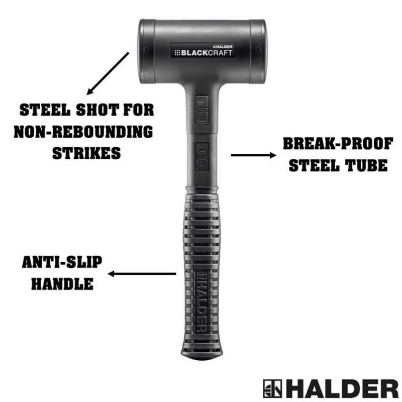 Halder 3379.060 Blackcraft 3 lb. Dead Blow Hammer, Polyurethane Cover,