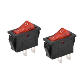 uxcell Boat Rocker Switch Toggle Switch SPST Red Boat Car Marine 2Pin On/Off AC 250V/16A Pack of 2