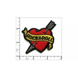 Patchwork Paradise Heart With Arrow - Rock And Roll Embroidered Iron On Patch DIY Applique