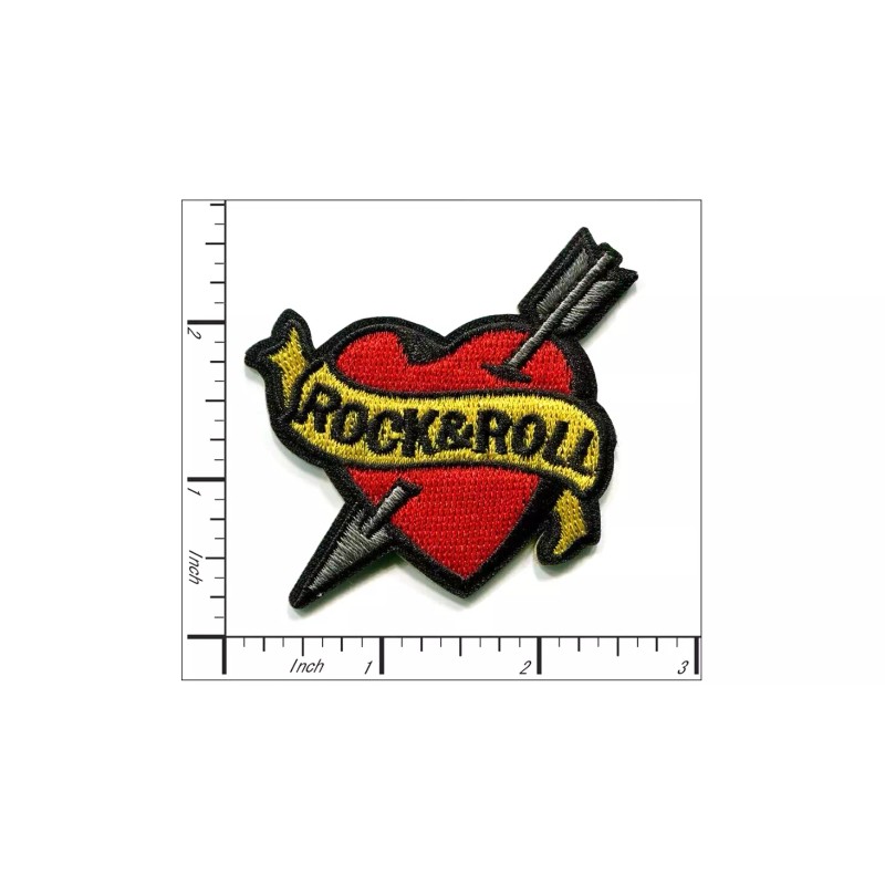 Patchwork Paradise Heart With Arrow - Rock And Roll Embroidered