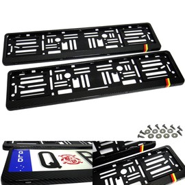 RZG 2x Carbon Fibre Fiber Hydrographic UK EU Licence Number Plate Holder Surround Frame German Car Deutschland