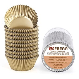 Gifbera Natural Metallic Foil Cupcake Liners - Standard Size Baking Cups Muffin Liners Paper for Celebration, 200-Count