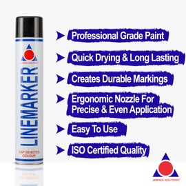 Aerosol Solutions Line Marker, Grass and Road Spray Paint, Athletic Field Striping Paint Spray | Black 26 Fl Oz (Pack of 1)| Perfect for Sports Fields & Pavement