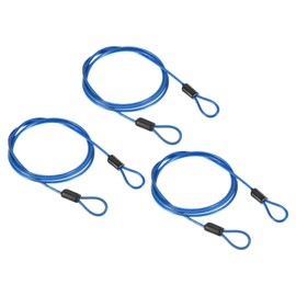 PATIKIL Security Cable 2.5mm x 1m/3.3ft, 3 Pack Coated Luggage Lock Wire Rope with Double Loop, Clear Blue
