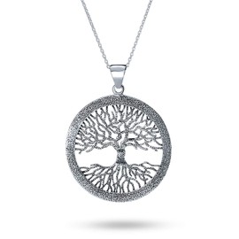 Círculo Redondo Medallón Runa Ímbo Wiccan Collar Del Colgante Del Árbol Vida Mujer Adolescente Plata Esterlina 925