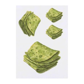 4 x 'Green Tortillas' Temporary Tattoos - Water Resistant, Skin-Safe, Non-Toxic Transfers, Mixed Sizes (TO00084020)