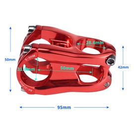 BESNIN Bike Stem MTB Downhill Bike Bicycle Stem 31.8 * 35/50mm 0 degree red/white for Downhill sports (0° 31.8×50mm red)